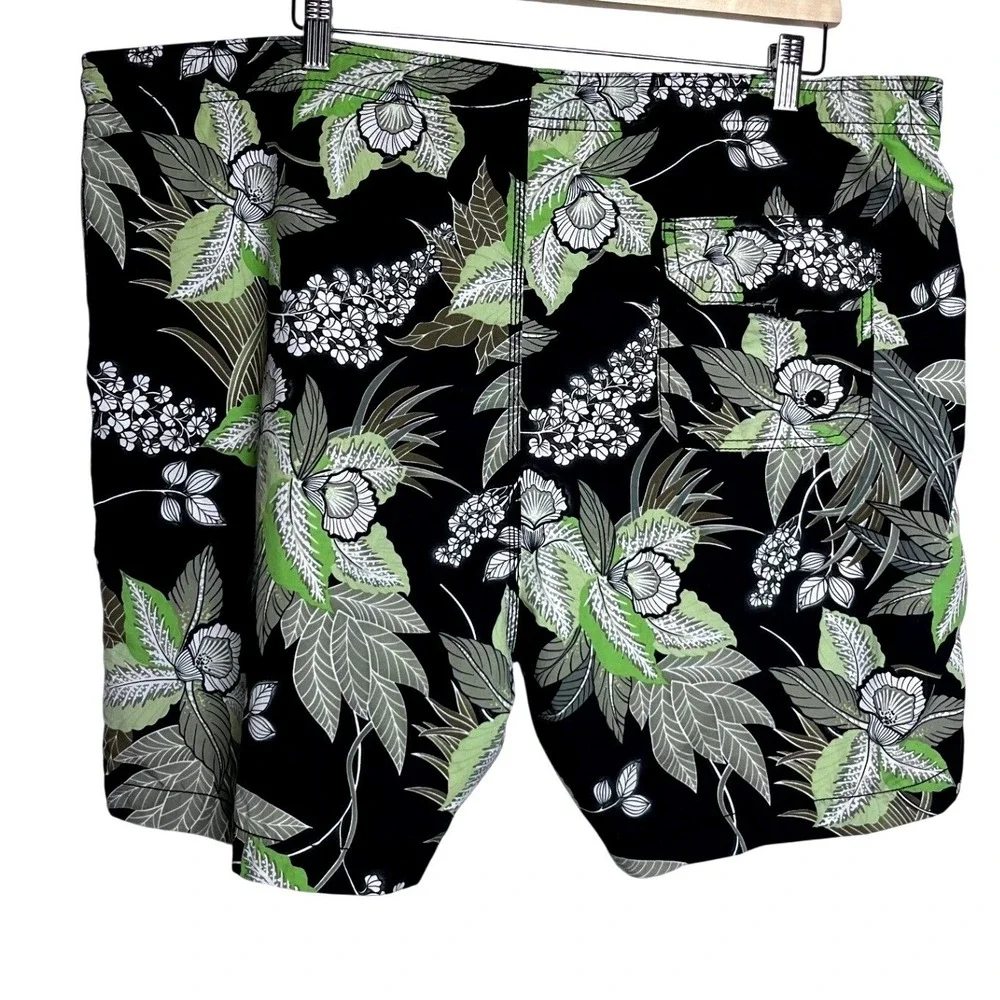 Tommy Bahama Relax Mens XL Swim Trunks Black Lime Green Tropical‎ Floral Shorts